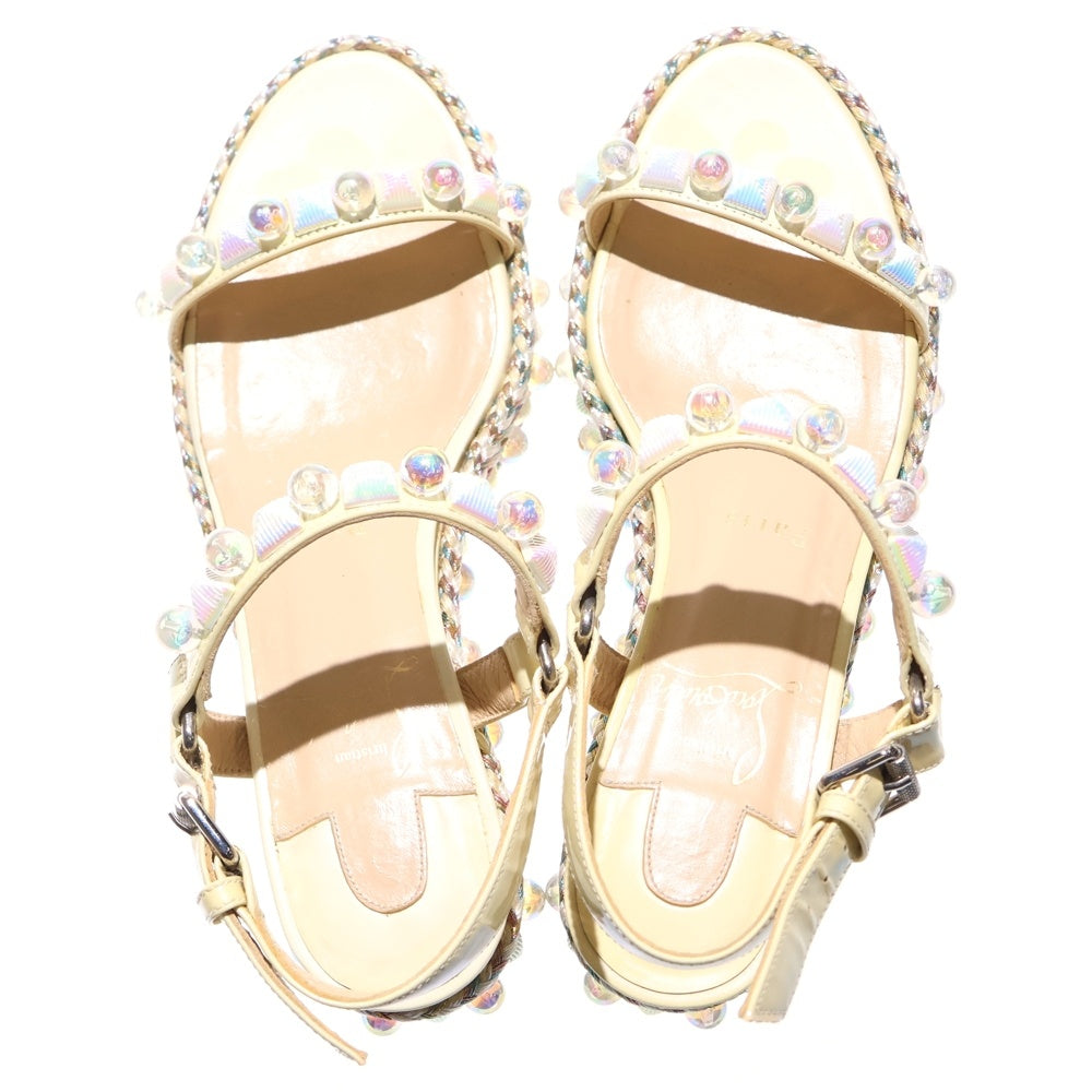 CHRISTIAN LOUBOUTIN(クリスチャンルブタン) スタッズ サンダル イエロー エナメル×レザー #37