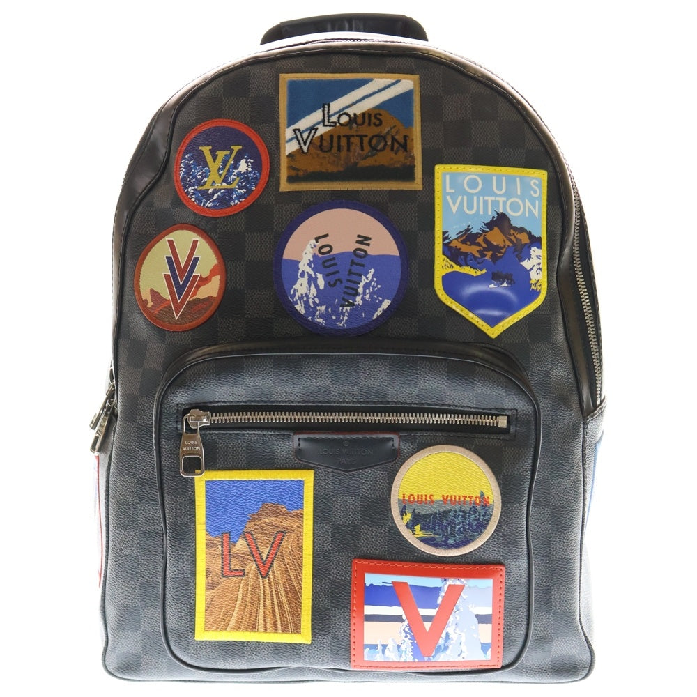 LOUIS VUITTON(ルイヴィトン) ダミエグラフィット ジョッシュ アルプスコレクション ワッペン リュックサック バックパック ブラック PVC N40042 シルバー金具
