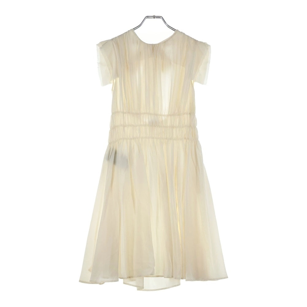 miumiu(ミュウミュウ) バックデザインドレープタックノースリーブシルクワンピース アイボリー レディース MF1127