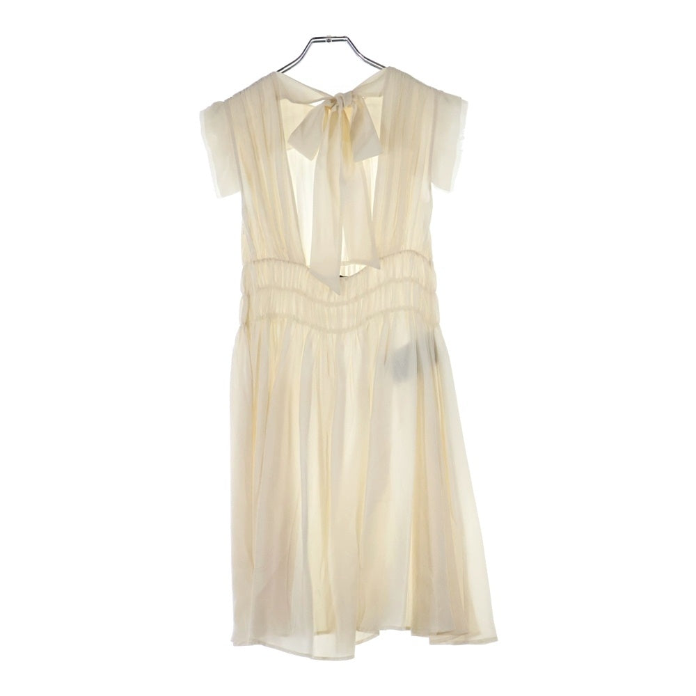 miumiu(ミュウミュウ) バックデザインドレープタックノースリーブシルクワンピース アイボリー レディース MF1127