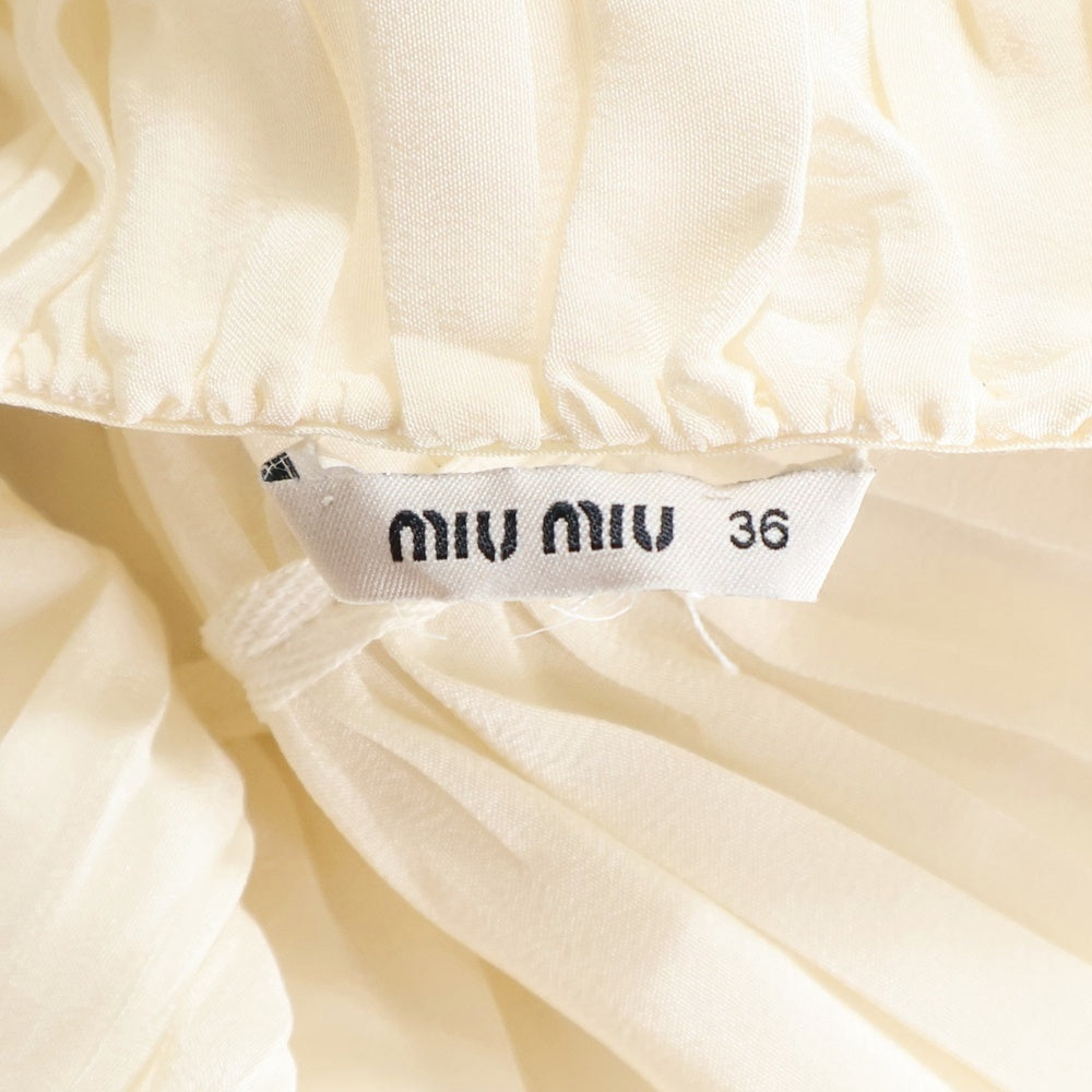 miumiu(ミュウミュウ) バックデザインドレープタックノースリーブシルクワンピース アイボリー レディース MF1127