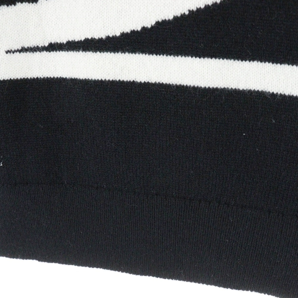 HERMES(エルメス) La Promenade du Matin 朝の散歩 クルーネックカシミヤ半袖ニットセーター ブラック/ホワイト 27-7706