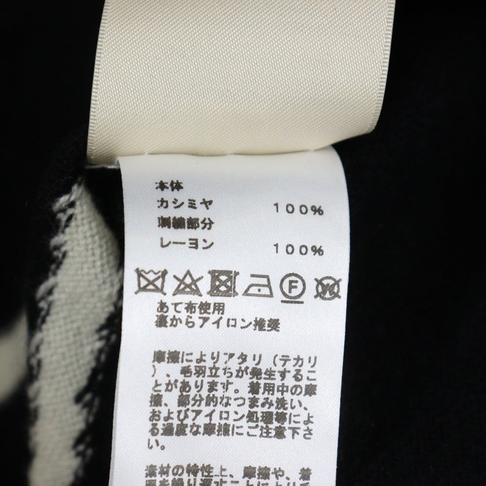 HERMES(エルメス) La Promenade du Matin 朝の散歩 クルーネックカシミヤ半袖ニットセーター ブラック/ホワイト 27-7706