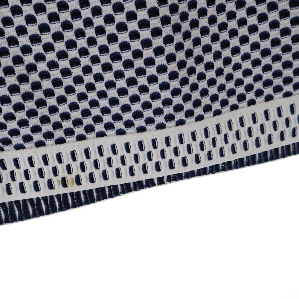 CHANEL(シャネル) ココマークロゴプレート ビスコース レーヨンニット ワッフル生地 ミディアム タイト スカート ホワイト/ネイビー レディース P47956K06124