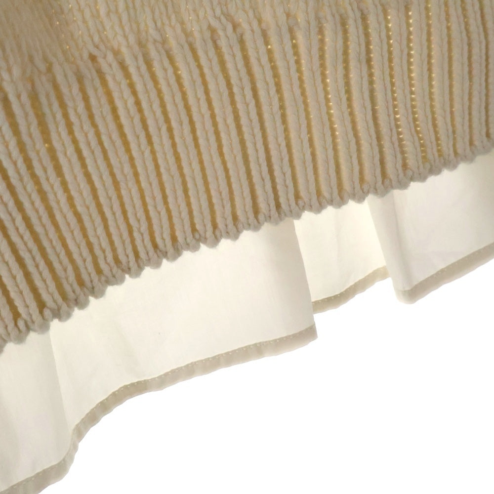 MONCLER(モンクレール) 21SS ワッペンロゴ ブロード切り替え コットン クルーネック プルオーバー 半袖ニット セーター ホワイト レディース G10939C76200 V9162