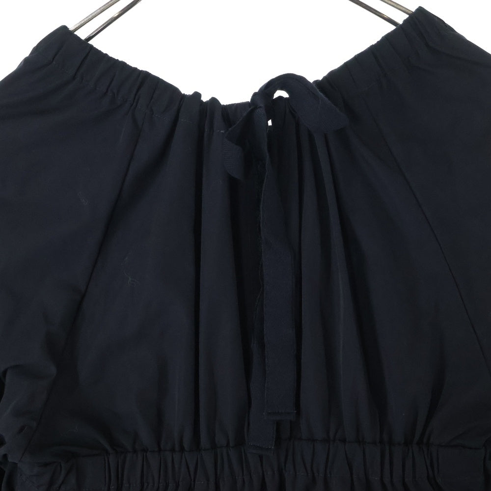 MONCLER(モンクレール) 22AW ABITO ワッペンロゴ ナイロン ギャザーデザイン ミディアム フレア ワンピース ブラック レディース H20932G00015 2699U