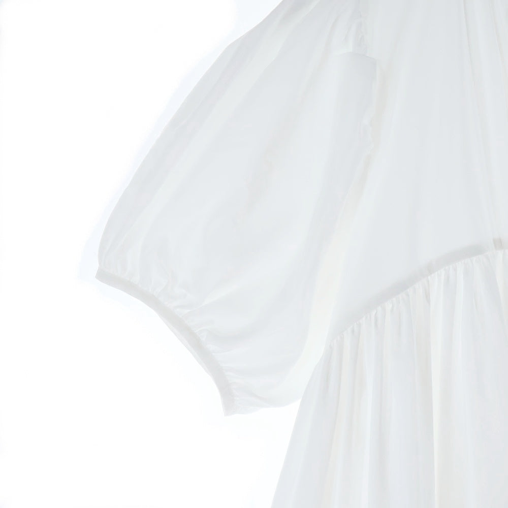 CECILIE BAHNSEN(セリシーバンセン) フリル半袖ワンピース ホワイト レディース