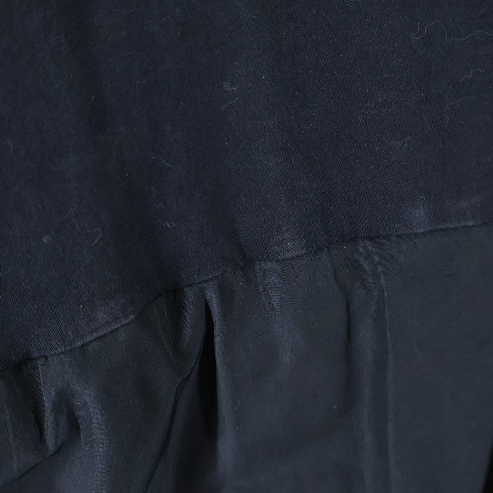 MONCLER(モンクレール) 18SS ABITO ナイロン切り替え ギャザーデザイン クルーネック 半袖 カットソー ワンピース ブラック レディース D10938560000 8390X