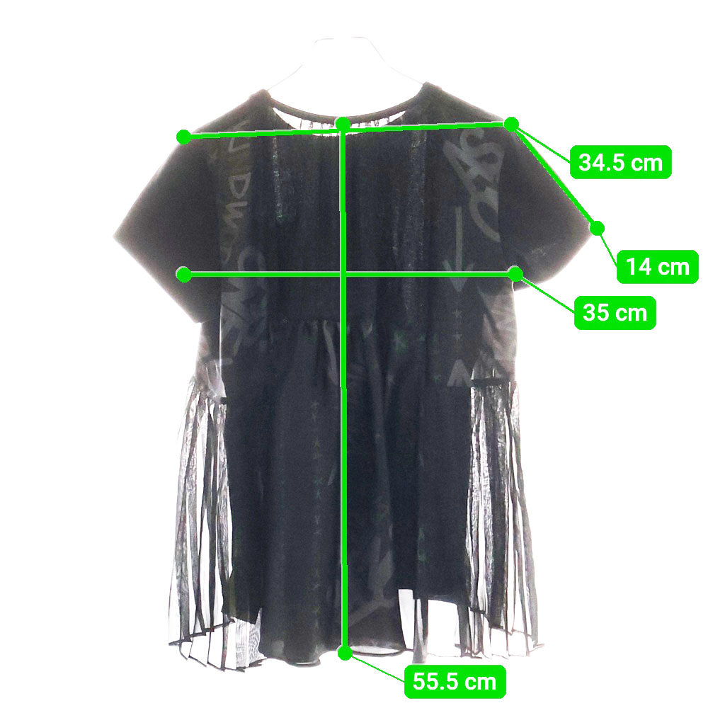 Sacai(サカイ) 23SS Eric Haze エリックヘイズ グラフィックプリント シアー切り替え クルーネック 半袖Tシャツ カットソー ブラック レディース 23-06466