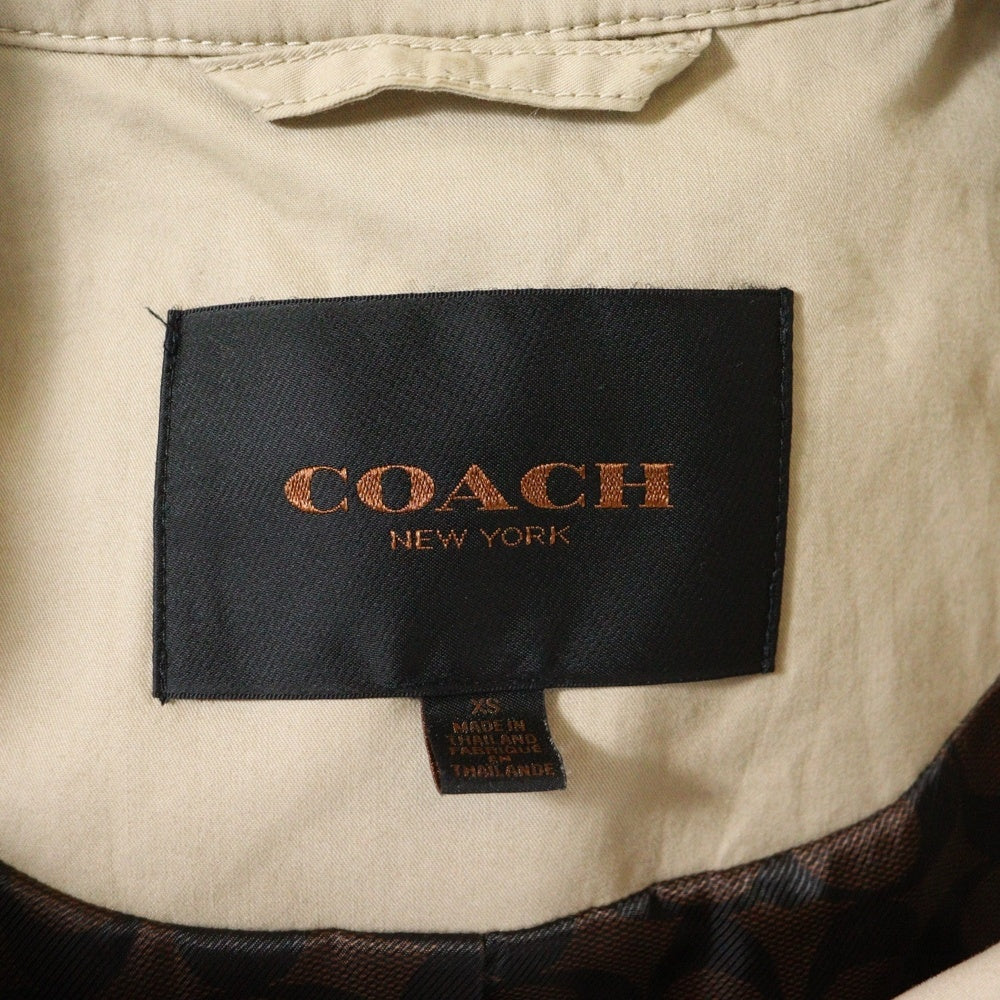 COACH(コーチ) 裏地シグネチャー総柄プリント ダブルブレスト トレンチ コート ベージュ レディース F85626