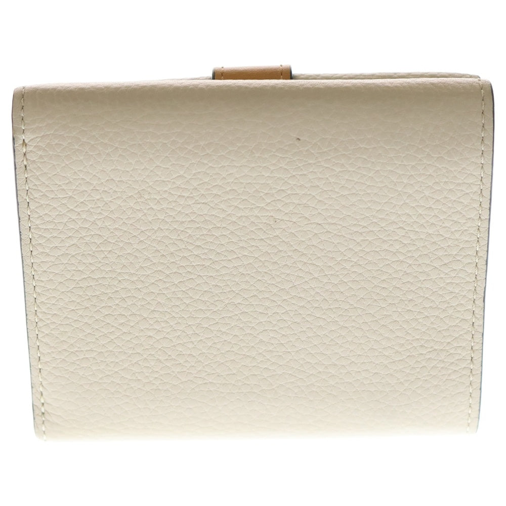 LOEWE(ロエベ) トライフォールド ウォレット コンパクトウォレット コインケース ベージュ×ブラウン レザー シルバー金具