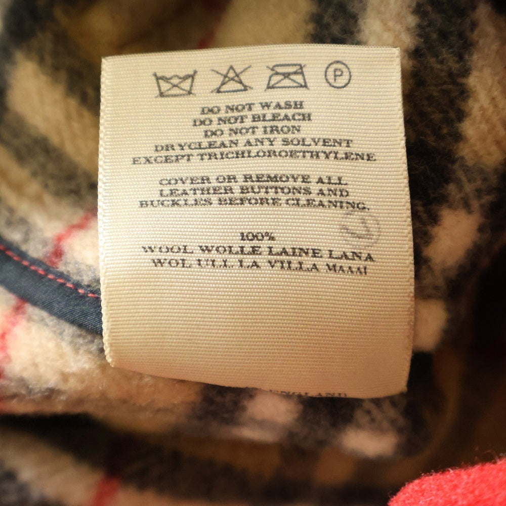 BURBERRY LONDON(バーバリーロンドン) 裏地ノバチェック総柄 ウール トグルボタン フーデッド ダッフルコート ジャケット レッド レディース
