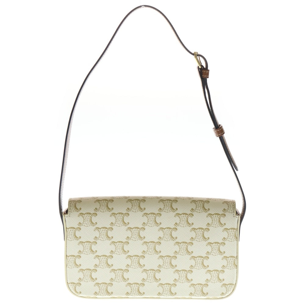 CELINE(セリーヌ) トリオンフ クロード ショルダーバッグ ホワイト×ブラウン PVC レディース