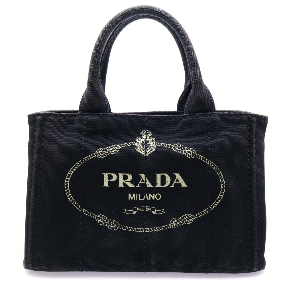 PRADA(プラダ) カナパS トートバッグ ハンドバッグ ブラック デニム ゴールド金具