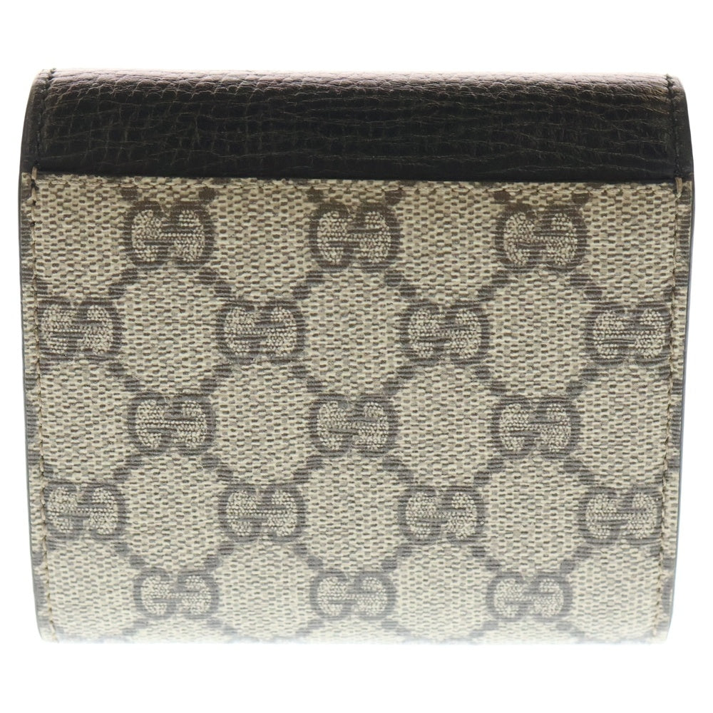 GUCCI(グッチ) GGマーモント 三つ折り財布 コンパクトウォレット コインケース ベージュ×ブラック PVC×レザー 598587 ゴールド金具