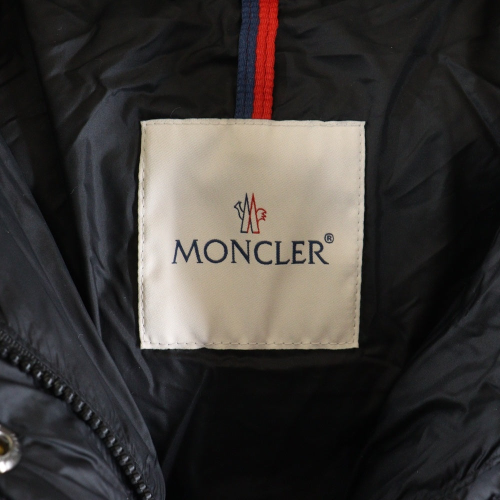 MONCLER(モンクレール) 22AW HERMINE エルミン ワッペンロゴ フーデッド ジップアップ ダウン ロング ジャケット コート ブラック レディース I20931C00042 595FE