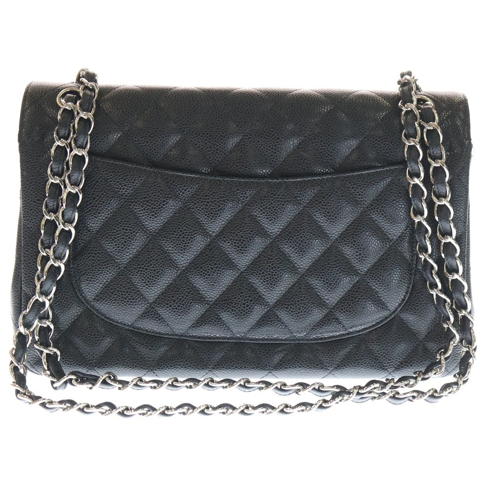 CHANEL(シャネル) デカマトラッセ30 ダブルフラップ ダブルチェーン ショルダーバッグ ブラック キャビアスキン シルバー金具