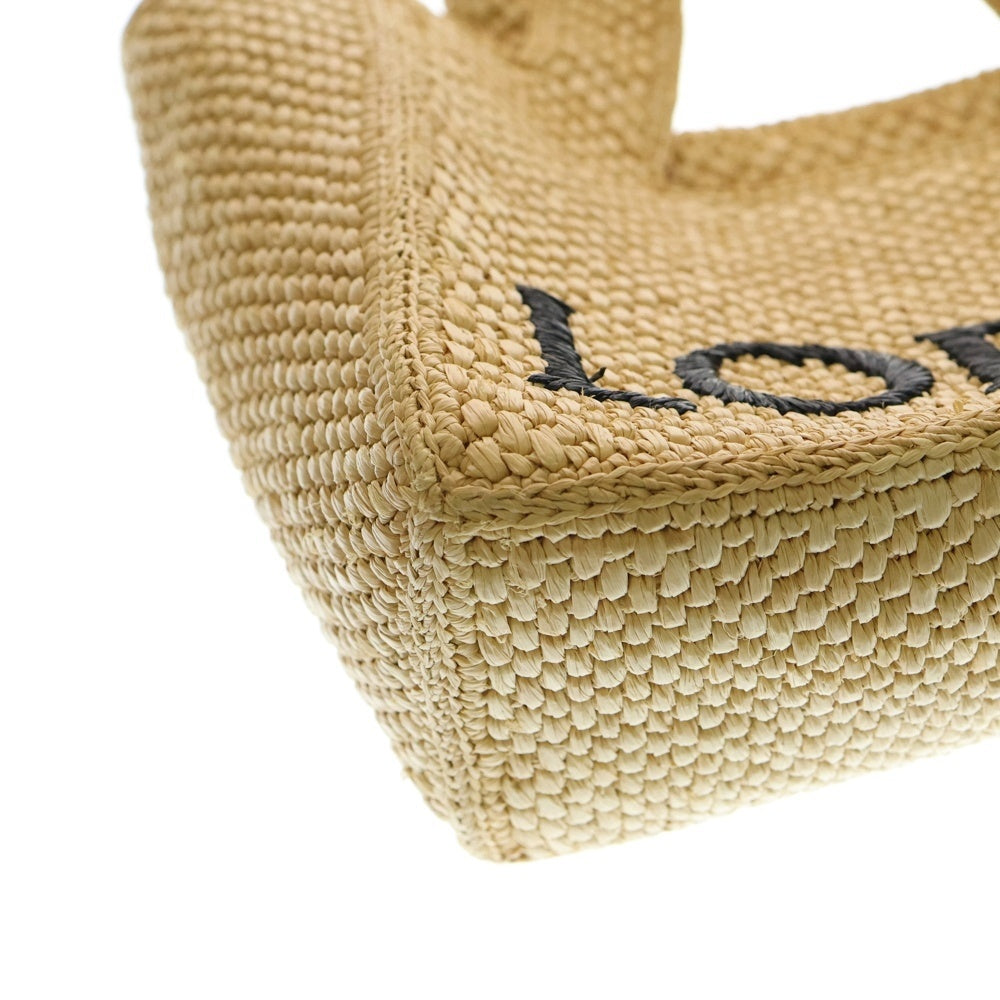 LOEWE(ロエベ) スモールフォント 2WAYバッグ ショルダーバッグ ハンドバッグ カゴバッグ トートバッグ ナチュラル ブラウン×ベージュ ラフィア×レザー ゴールド金具
