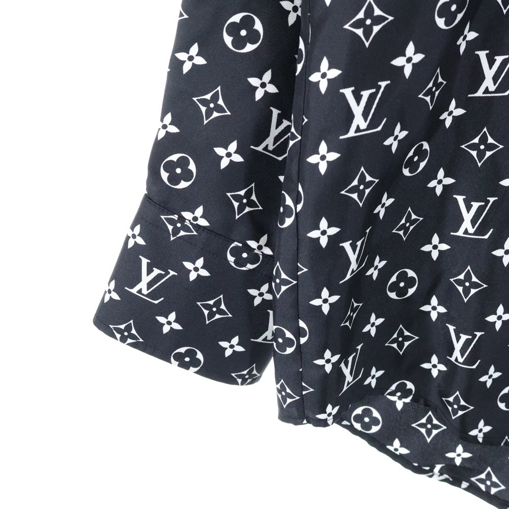 LOUIS VUITTON(ルイヴィトン) 22SS モノグラム総柄プリント シルク ボタンダウン 長袖シャツ ブラック RW221W RXU FMBL14
