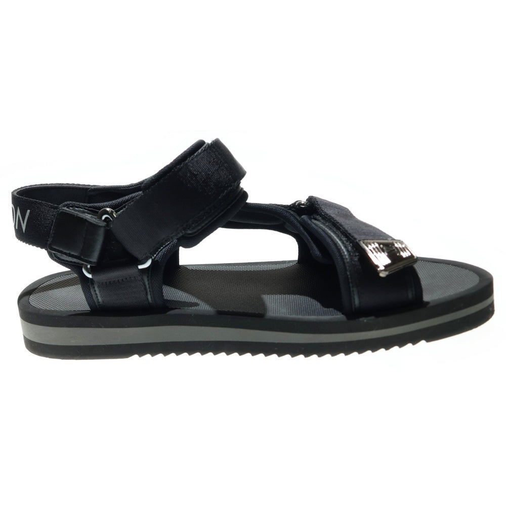 LOUIS VUITTON(ルイヴィトン) 22AW パナマライン ロゴプレート ベルクロ ストラップ フラット サンダル シューズ ブラック 1AA4FU