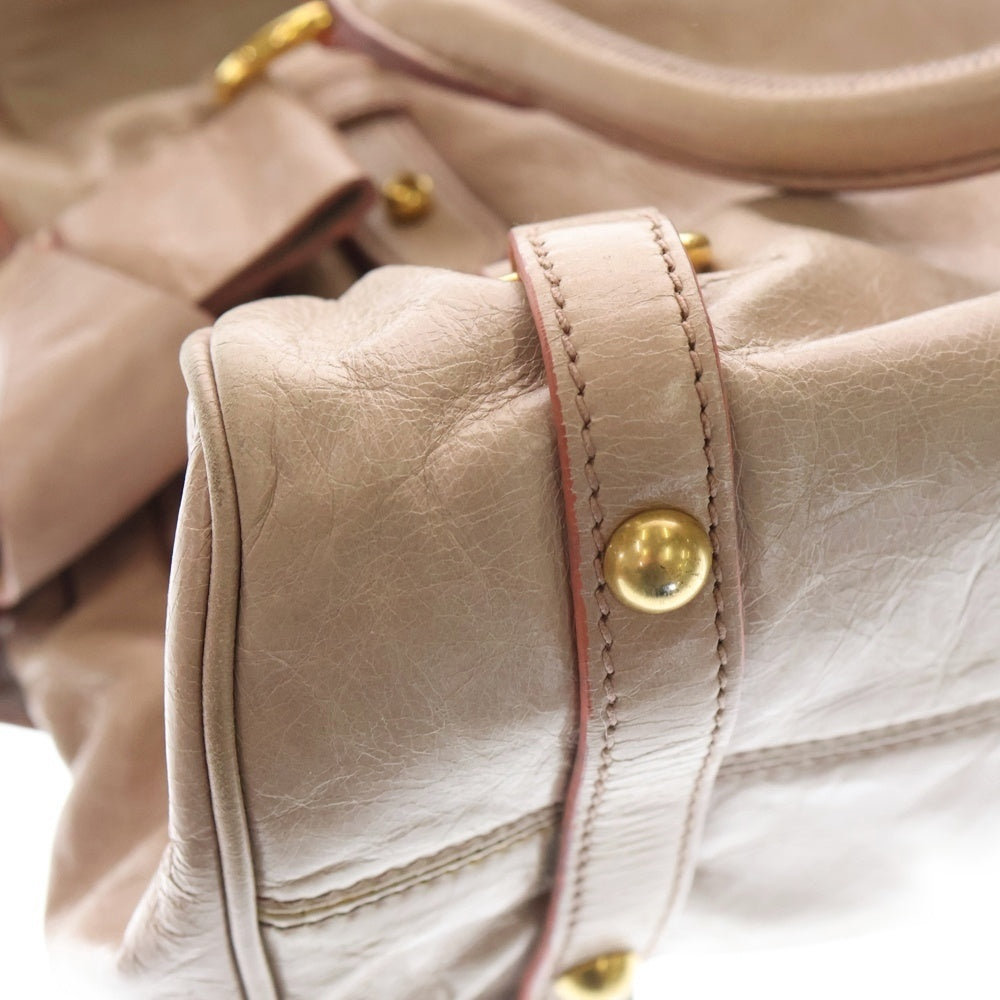 miumiu(ミュウミュウ) 2WAYハンドバッグ ショルダーバッグ ピンクベージュ レザー ゴールド金具