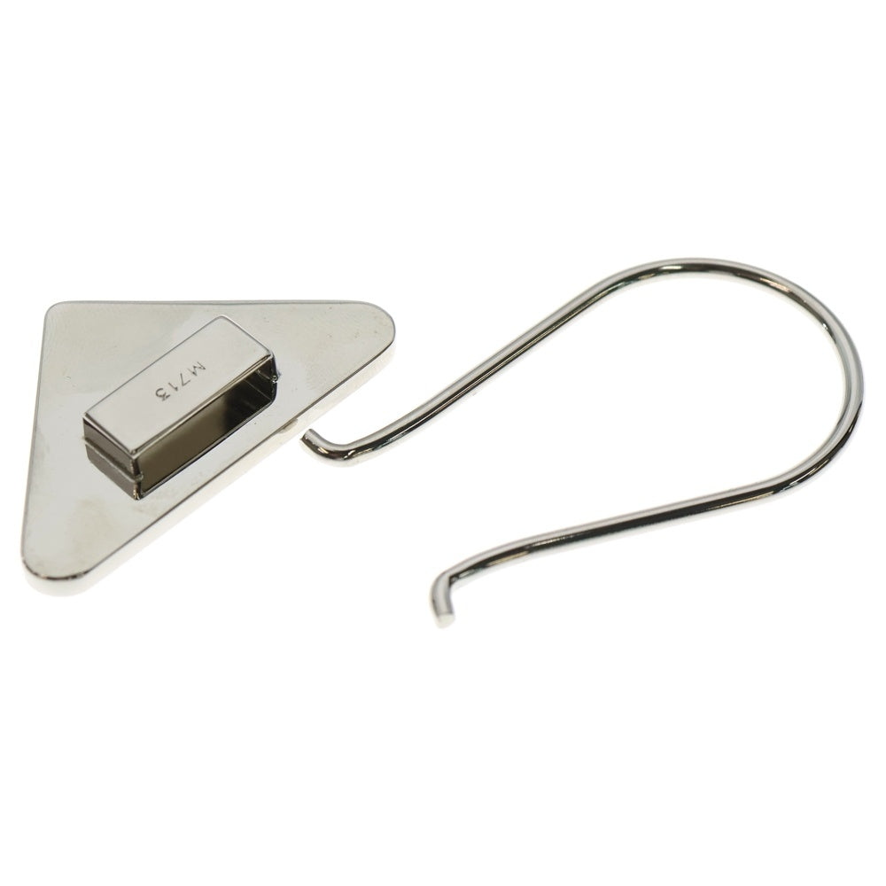 PRADA(プラダ) トライアングル三角ロゴプレート キーリング キーホルダー バッグチャーム ブラック×シルバー