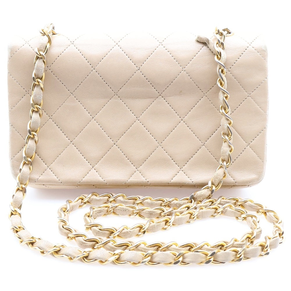 CHANEL(シャネル) ミニマトラッセ シングルチェーン ショルダーバッグ ベージュ ラムスキン ゴールド金具 レディース