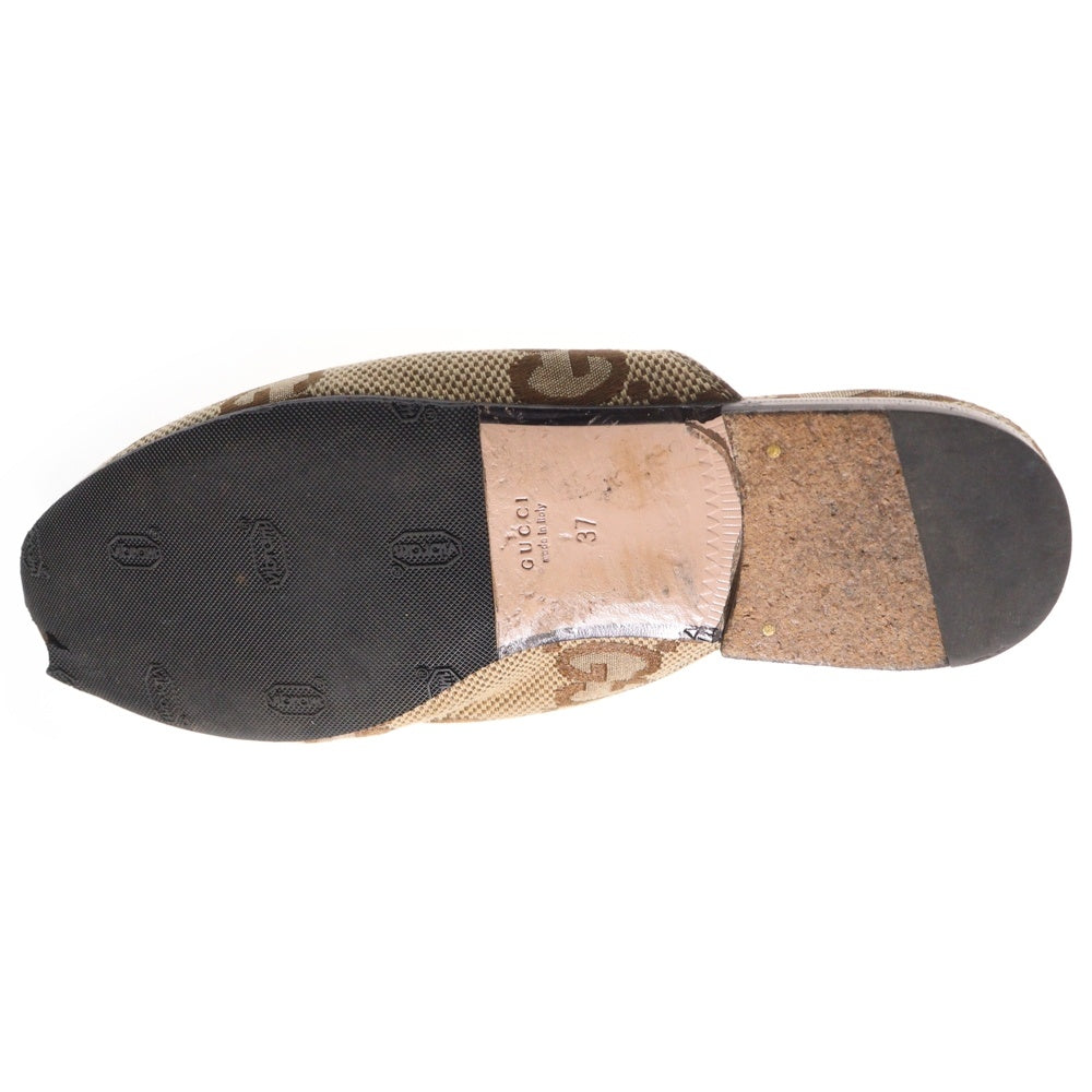GUCCI(グッチ) プリンスタウン GGキャンバス ホースビット レザー サンダル シューズ ミュール ベージュ レディース 475094