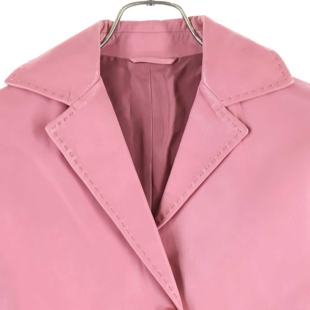 JIL SANDER(ジルサンダー) レザー 2B テーラードジャケット ピンク レディース