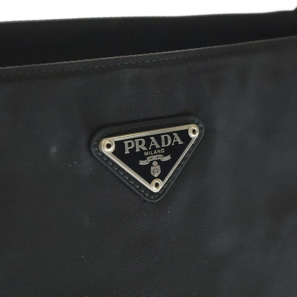 PRADA(プラダ) ロゴ三角プレート ハンドバッグ ミニトートバッグ ブラック テスート B6243 シルバー金具
