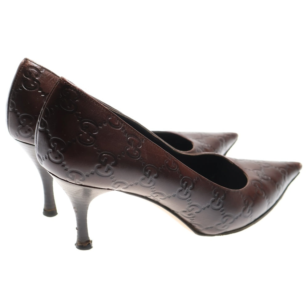 GUCCI(グッチ) グッチシマ レザー ポインテッドトゥ ヒール パンプス シューズ ブラウン レディース 146752