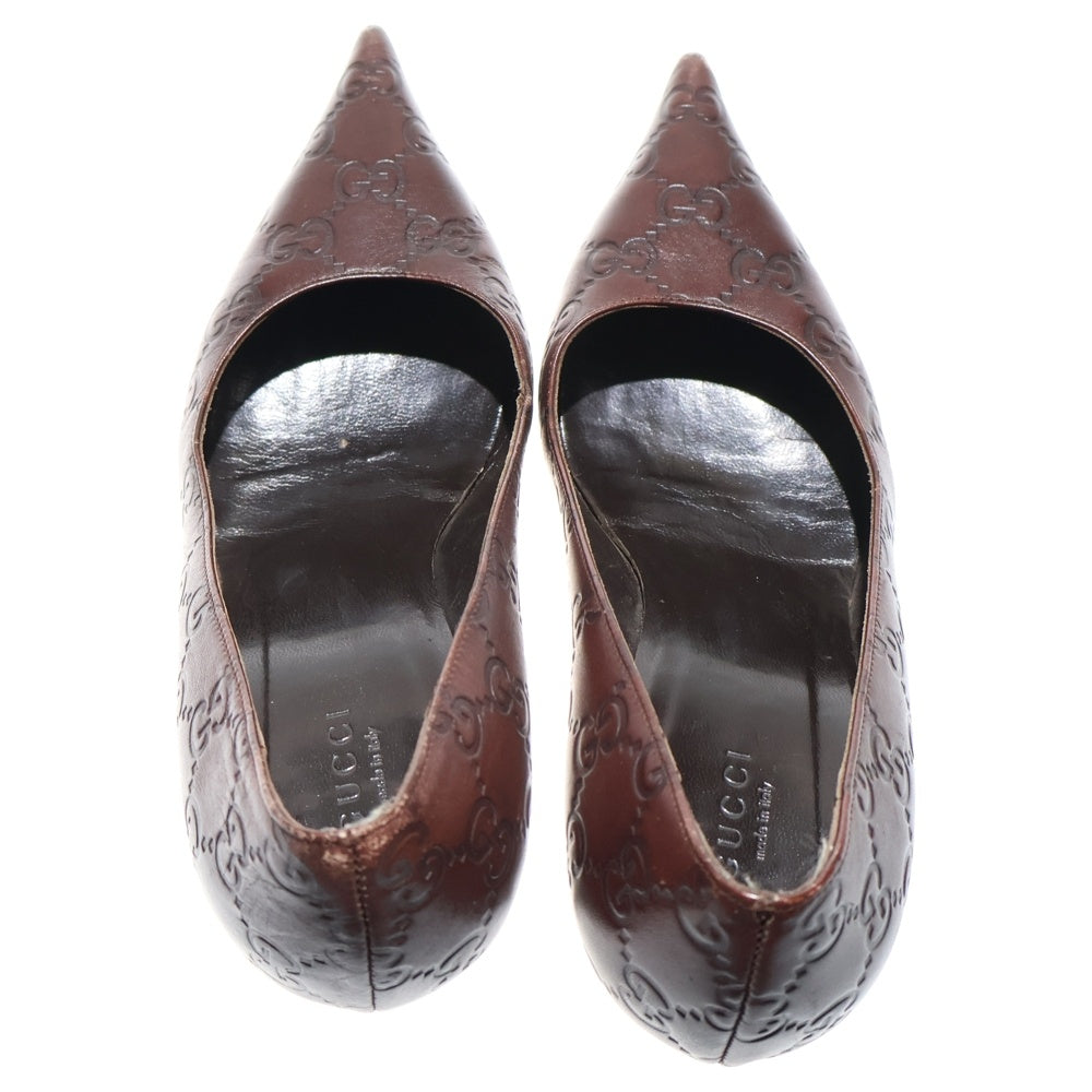 GUCCI(グッチ) グッチシマ レザー ポインテッドトゥ ヒール パンプス シューズ ブラウン レディース 146752