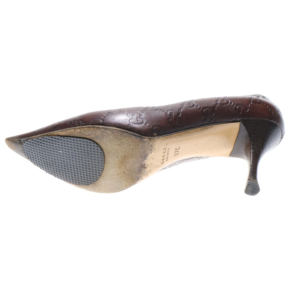GUCCI(グッチ) グッチシマ レザー ポインテッドトゥ ヒール パンプス シューズ ブラウン レディース 146752