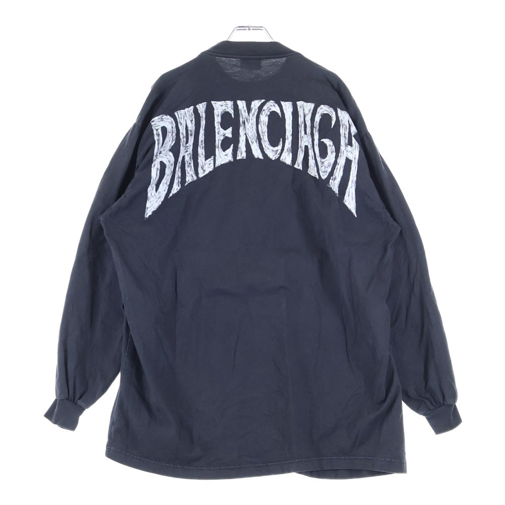 BALENCIAGA(バレンシアガ) 24SS PARIS TROPICAL ROUND バックロゴプリント長袖Tシャツ カットソー ブラック 772208 TPVL9