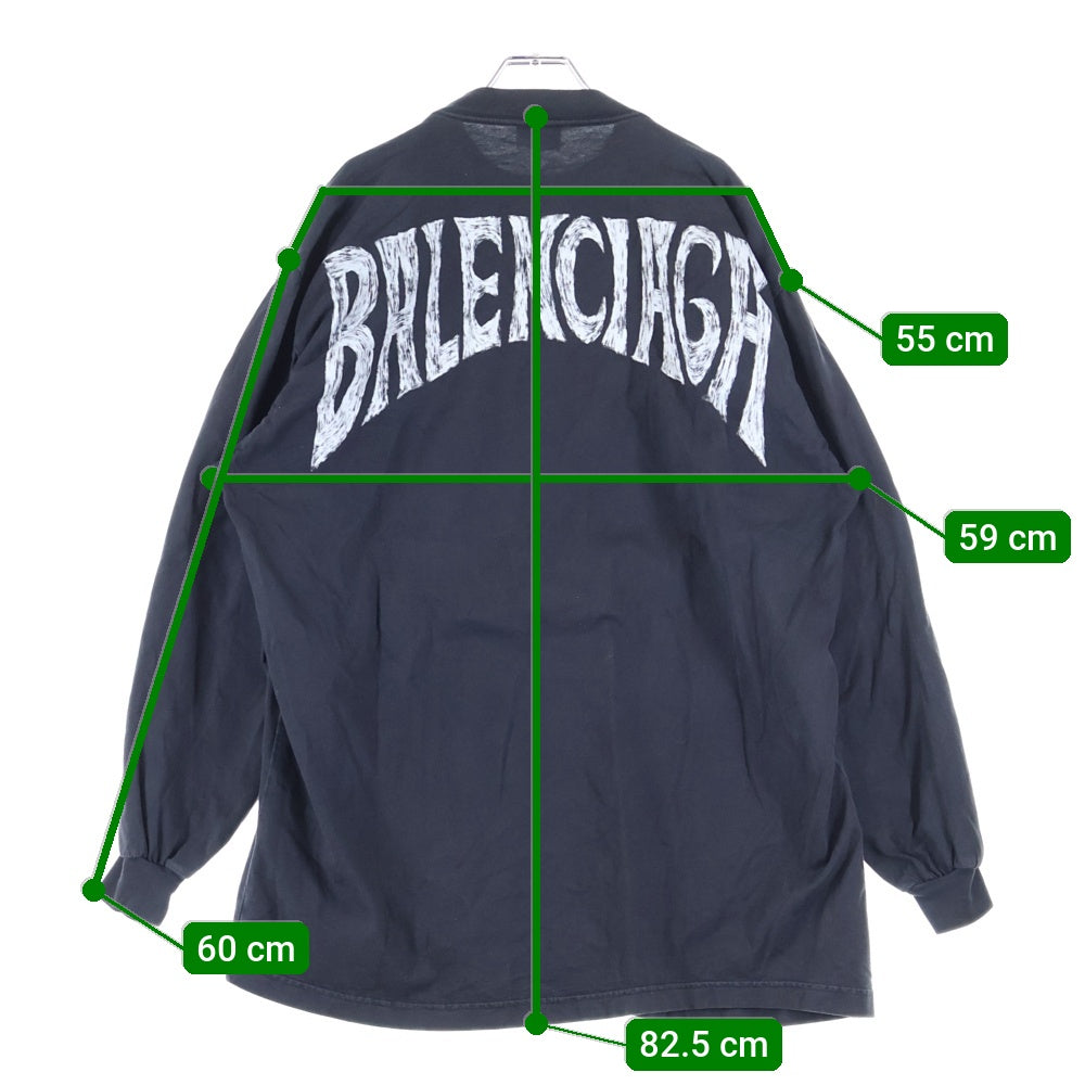 BALENCIAGA(バレンシアガ) 24SS PARIS TROPICAL ROUND バックロゴプリント長袖Tシャツ カットソー ブラック 772208 TPVL9