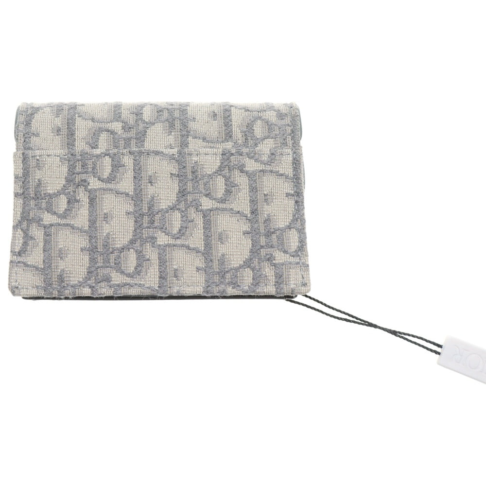 Christian Dior(クリスチャンディオール) トロッター サドル カードケース 三つ折り財布 コンパクトウォレット グレー キャンバス×レザー ゴールド金具