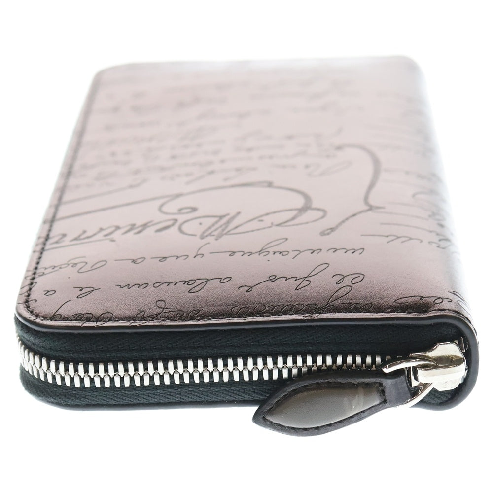 Berluti(ベルルッティ) イタウバ スクリット ラウンドジップロングウォレット 長財布 ブラック レザー シルバー金具