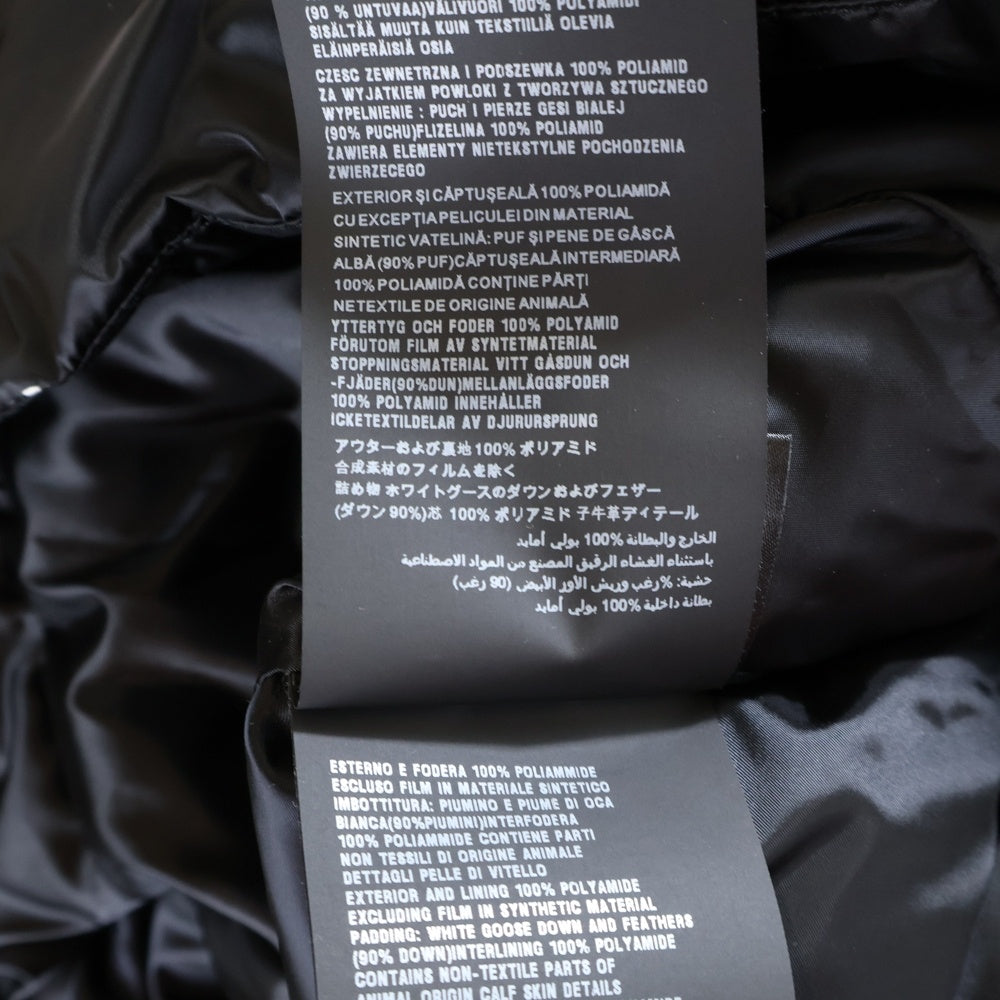 PRADA(プラダ) 18AW ロゴバックル サフィアーノレザー ベルト付き フーデッド ジップアップ ダウン ロング ジャケット コート ブラック レディース 29Z660