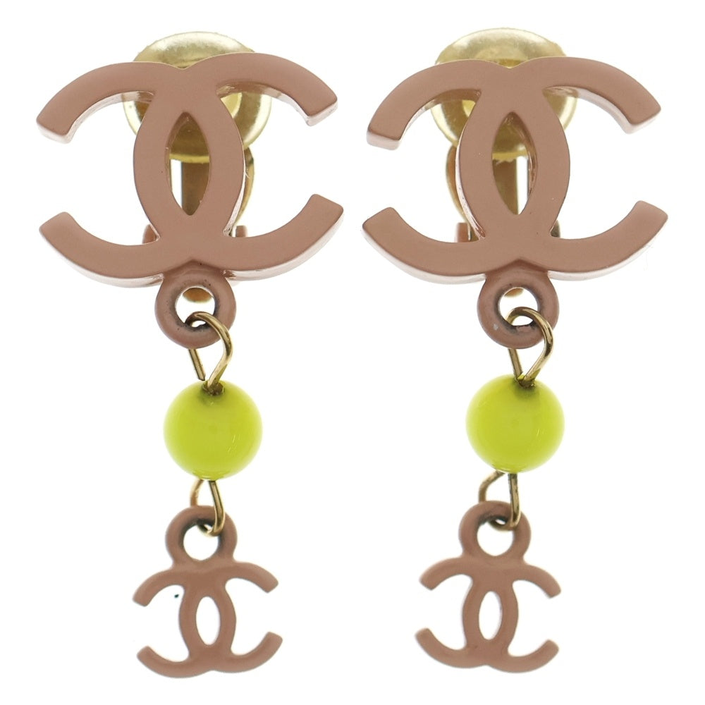 CHANEL(シャネル) ココマーク ストーンチャーム付イヤリング ピンク/イエロー 03S