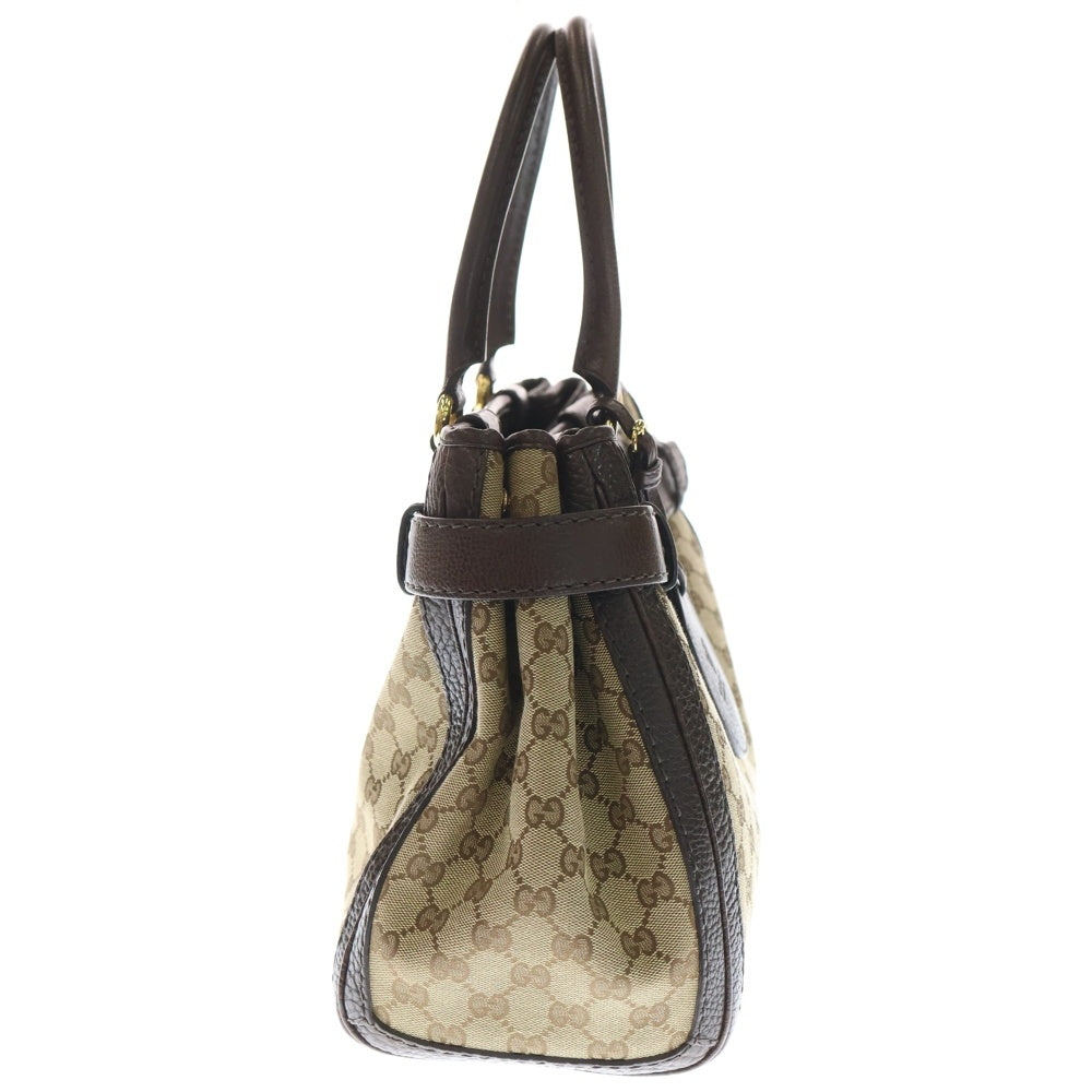 GUCCI(グッチ) GGランニング トートバッグ ハンドバッグ ブラウン×ベージュ キャンバス×レザー 247183 ゴールド金具