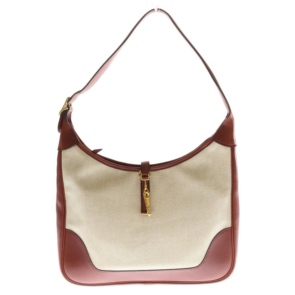 HERMES(エルメス) トリム31 ワンショルダーバッグ レッド系 レザー×トワル □F刻印 レディース