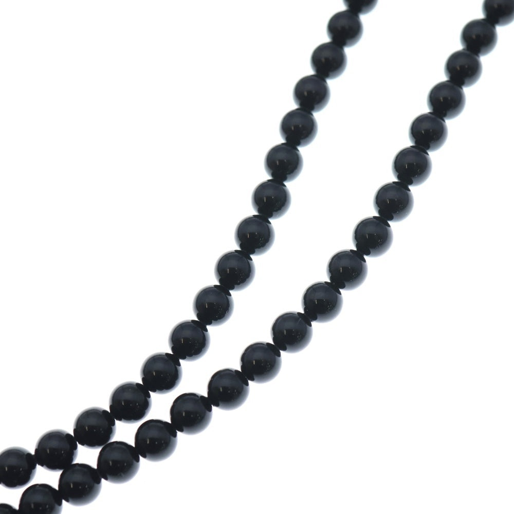 miumiu(ミュウミュウ) 2連 フラワーモチーフ ビース ネックレス ペンダント ブラック レディース