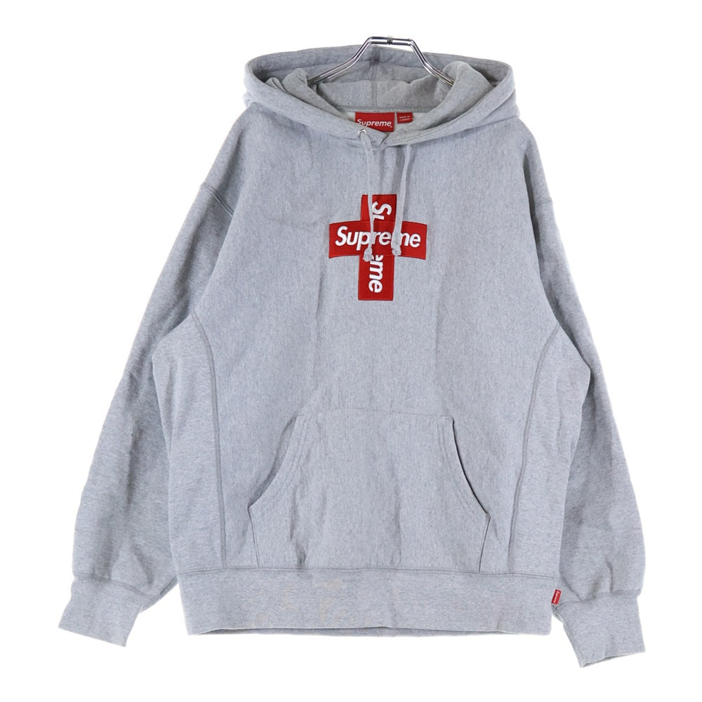 SUPREME(シュプリーム) 20AW Cross Box Logo Hooded Sweatshirt クロス ボックスロゴ刺繍 プルオーバースウェットパーカー フーディー グレー
