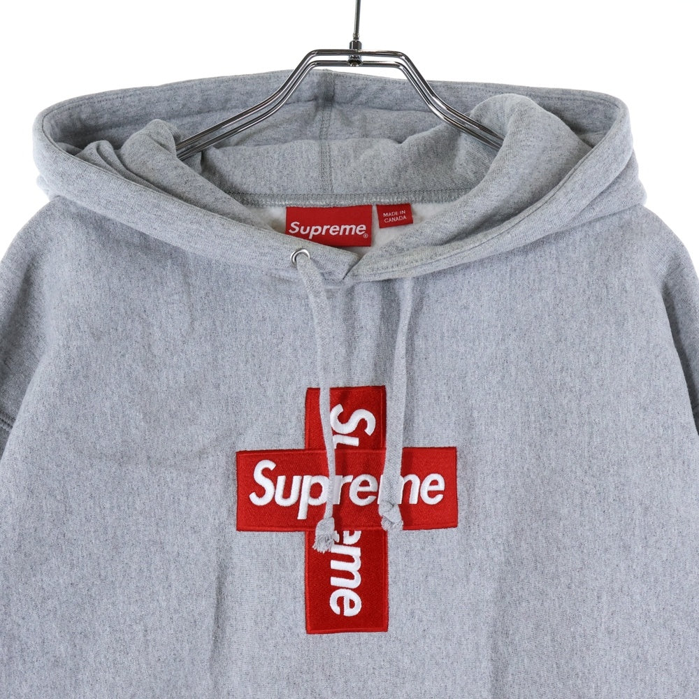 SUPREME(シュプリーム) 20AW Cross Box Logo Hooded Sweatshirt クロス ボックスロゴ刺繍 プルオーバースウェットパーカー フーディー グレー