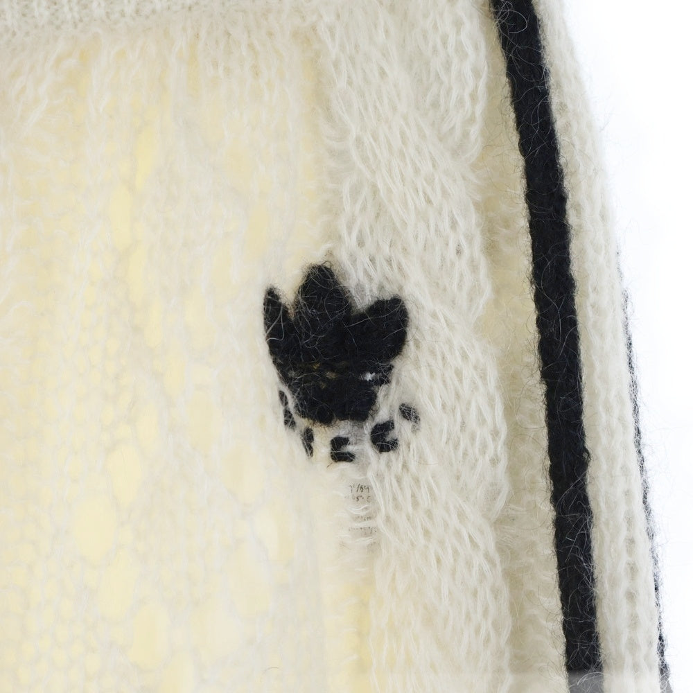 GUCCI(グッチ) ×adidas トレフォイルロゴ サイドライン モヘアニット トラックパンツ アイボリー レディース 721504