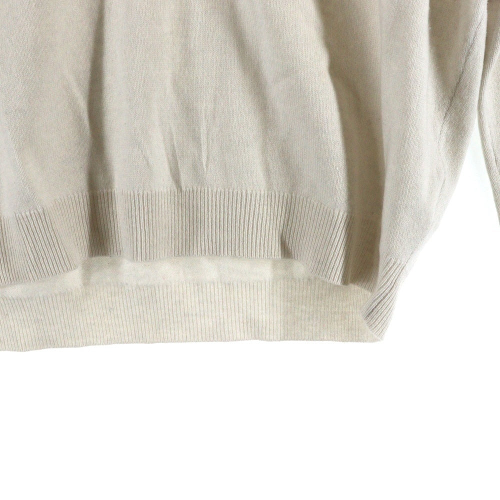 BRUNELLO CUCINELLI(ブルネロクチネリ) モニーレ装飾 シルク カシミヤ混 Vネック プルオーバー 長袖ニット セーター アイボリー
