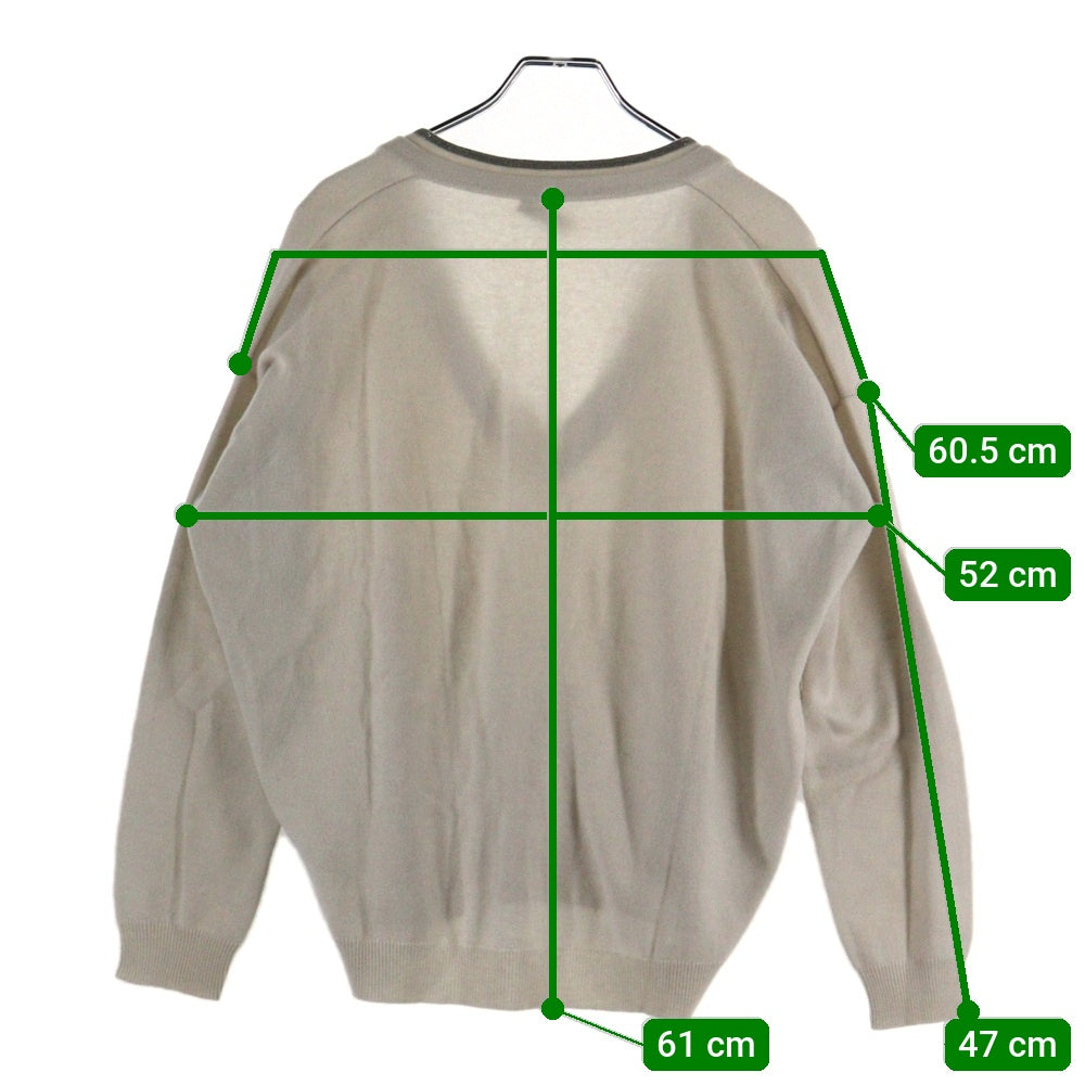 BRUNELLO CUCINELLI(ブルネロクチネリ) モニーレ装飾 シルク カシミヤ混 Vネック プルオーバー 長袖ニット セーター アイボリー