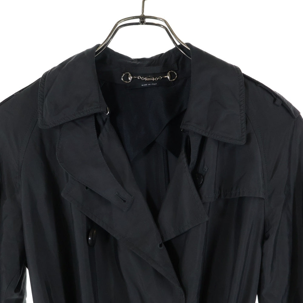 GUCCI(グッチ) レザーバックル ナイロン トレンチコート ブラック