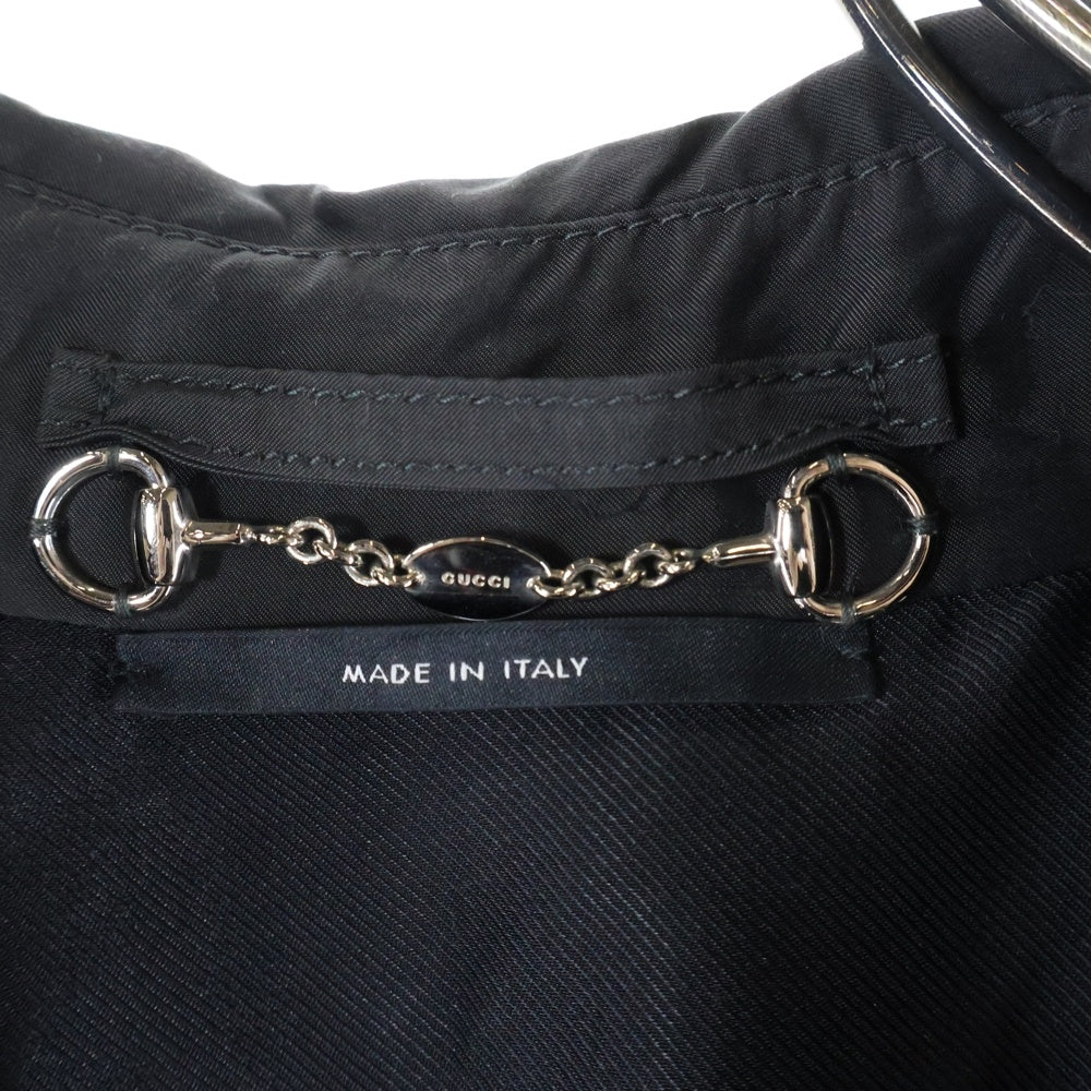 GUCCI(グッチ) レザーバックル ナイロン トレンチコート ブラック