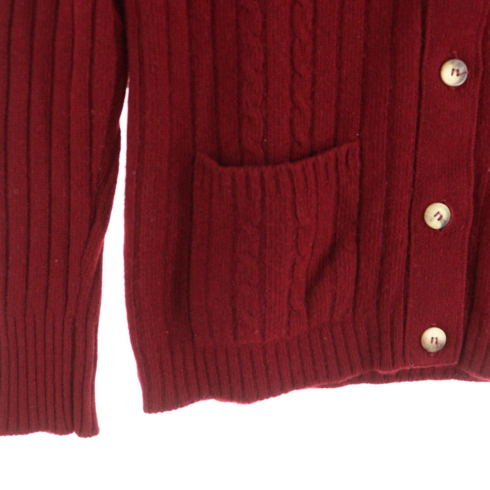 HERMES(エルメス) ロゴボタンポケット付カシミヤ長袖カーディガン レッド レディース